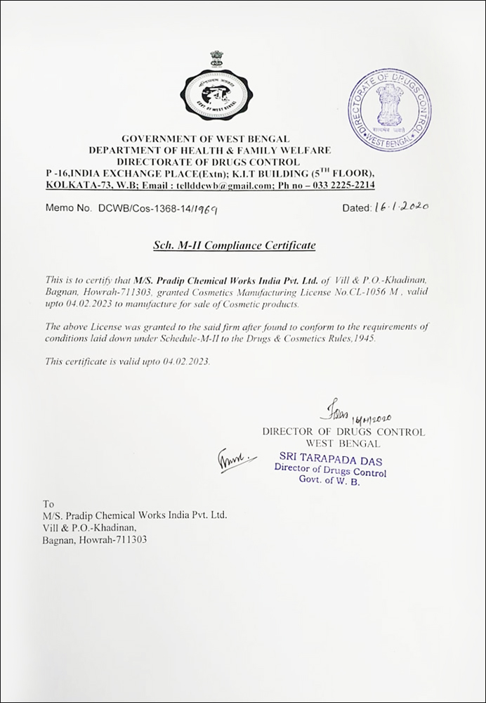 Pradip Chemical Works India Pvt Ltd BSI Certificate of Registration